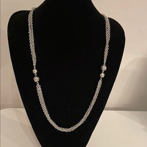 Elegant Long Silver Tone Chain Necklace
